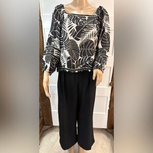 Cynthia Rowley Top XL + Jules & Leopold Black Trousers Size Large Women’s Set
